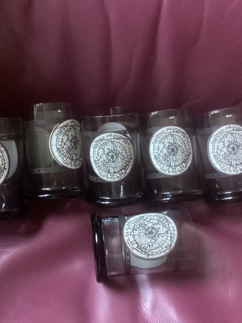 Set of 6 Vintage Cera Glass Company "World Atlas Map" Old-Fashioned glasses.